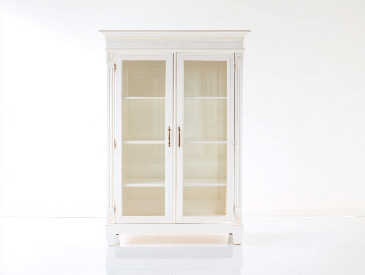 Vitrine - Bois - Verre - 112 x 45 x 188 cm - Blanc - Style classique