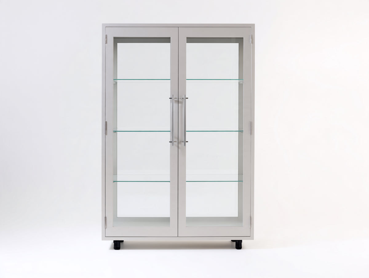 Vitrine - Métal-Verre - 102 x 40 x 182 cm - Gris clair - Style moderne