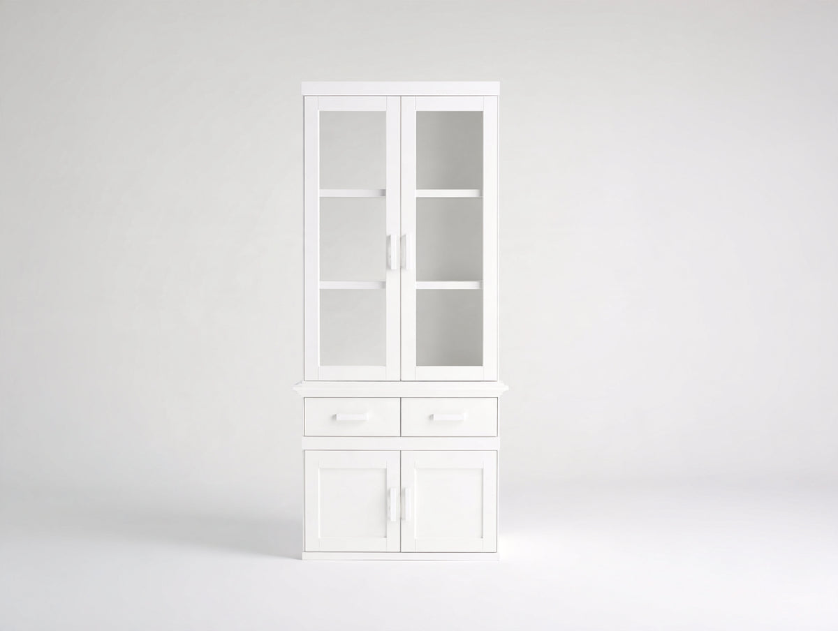 Vitrine - Bois - Verre - 86 x 40 x 202 cm - Blanc - Style classique
