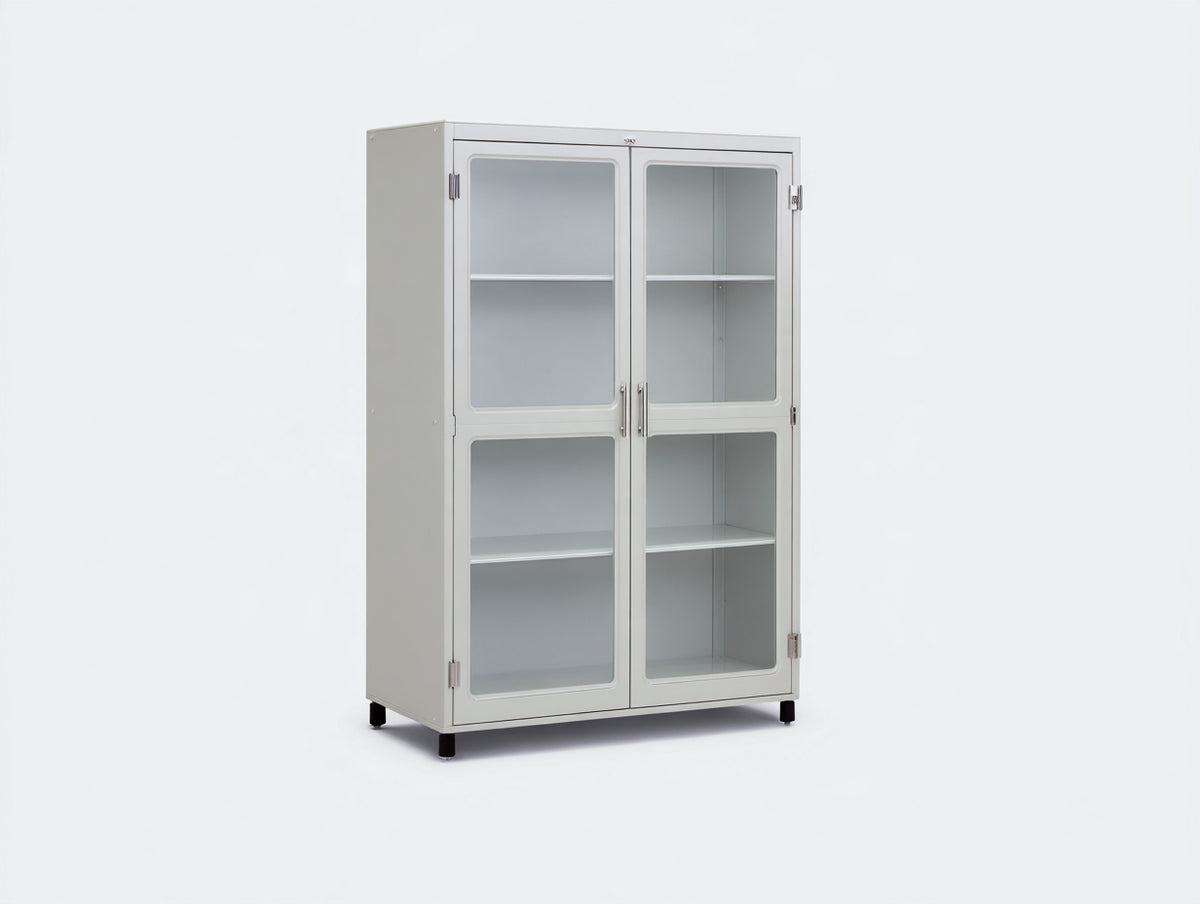 Vitrine - Métal-Verre - 100 x 45 x 178 cm - Gris clair - Style industriel