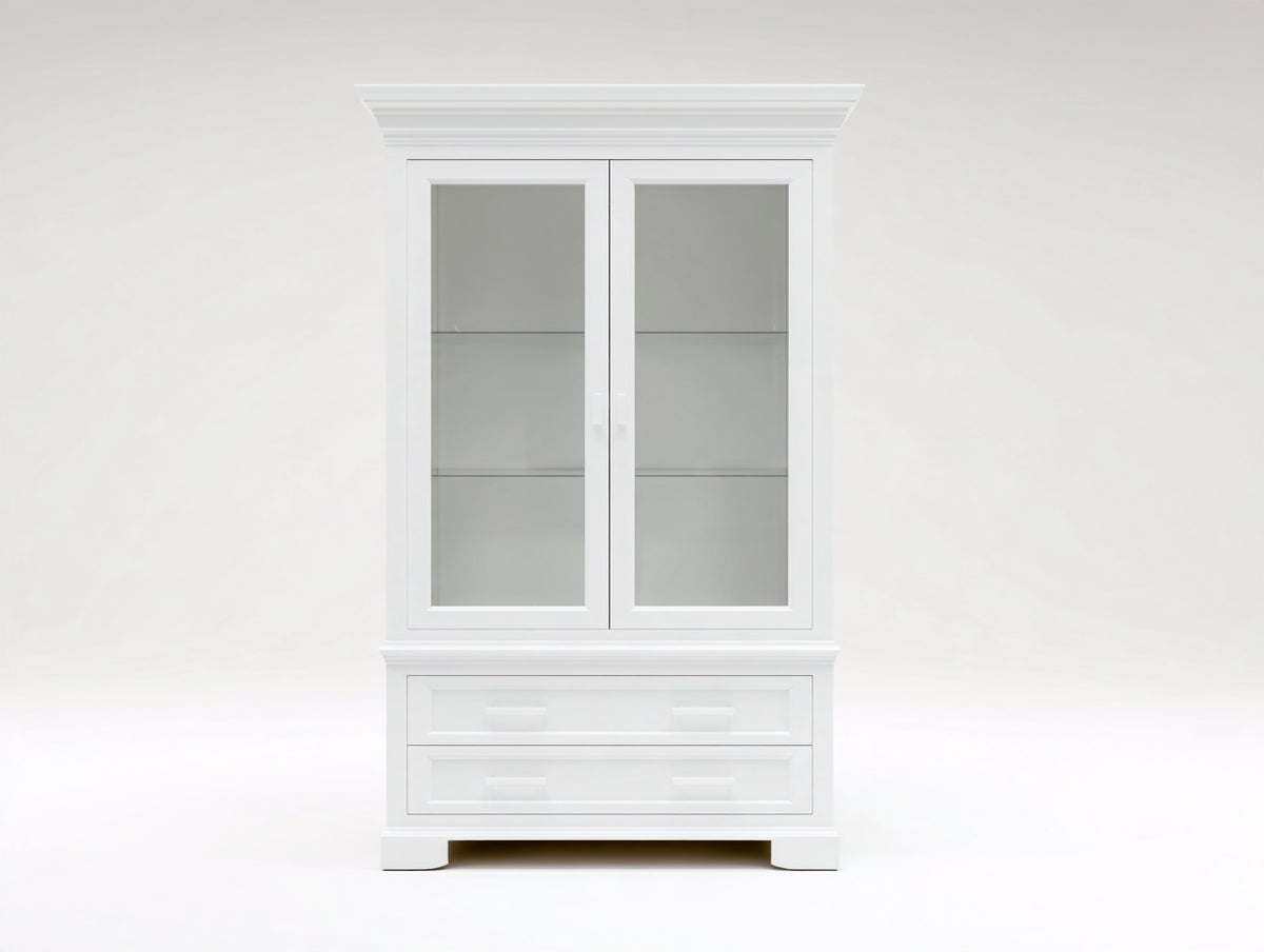 Vitrine - Bois - Verre - 108 x 45 x 198 cm - Blanc - Style classique