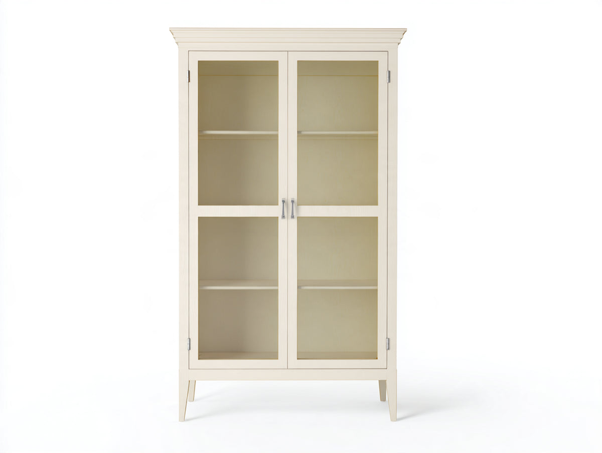 Vitrine - Bois - Verre - 92 x 40 x 194 cm - Blanc cassé - Style classique