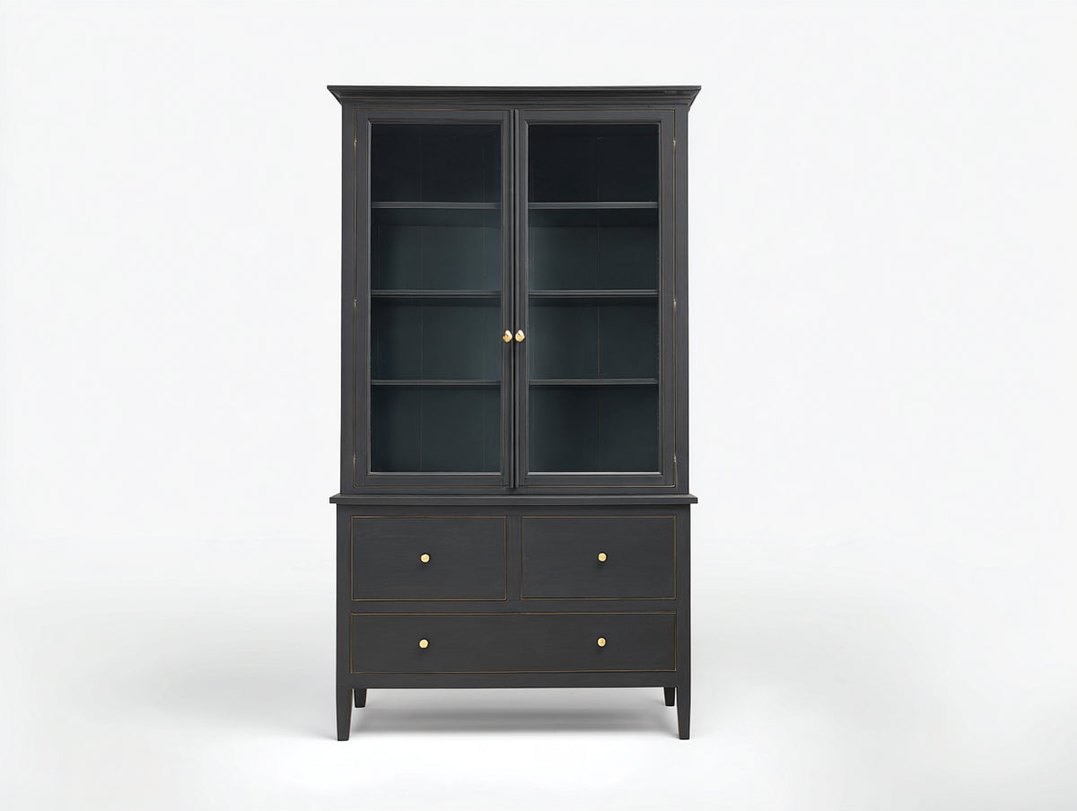 Vitrine - Bois-Verre - 98 x 43 x 191 cm - Noir - Style classique