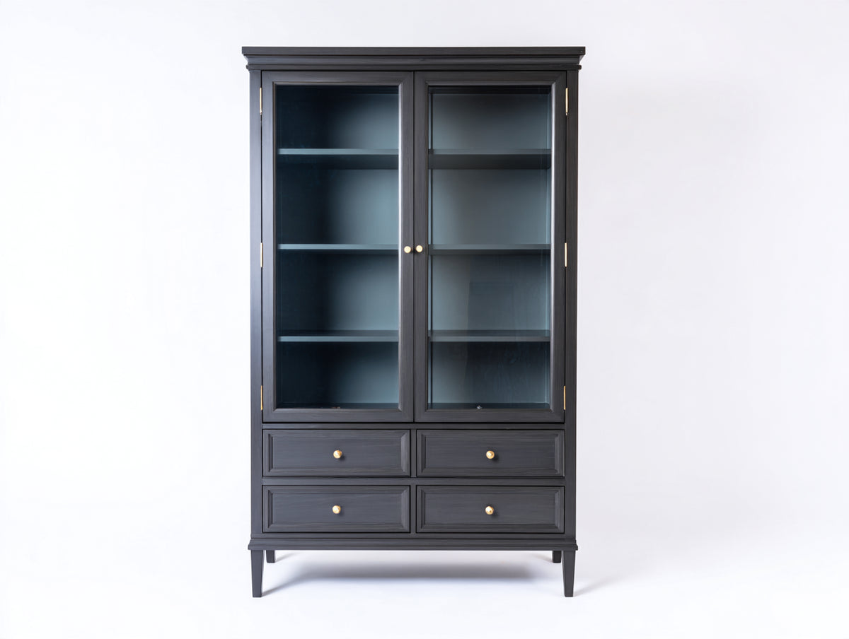 Vitrine - Bois-Verre - 103 x 45 x 196 cm - Noir - Style classique