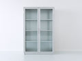 Vitrine - Métal-Verre - 112 x 42 x 186 cm - Gris clair - Style industriel