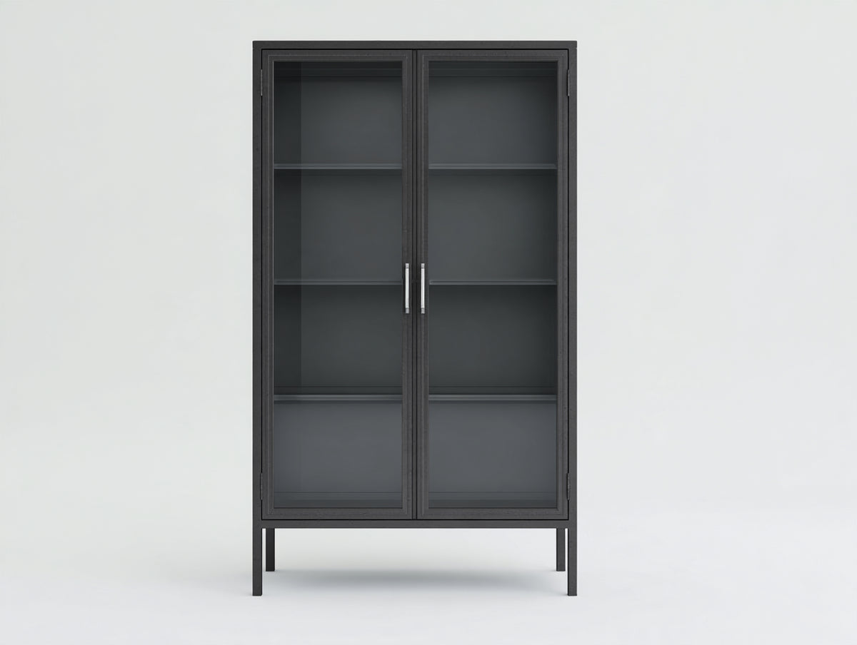 Vitrine - Métal-Verre - 94 x 40 x 184 cm - Gris anthracite - Style industriel