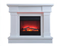 Cheminée électrique - Bois - 132x39x122 cm - Blanc - Style classique à colonnes