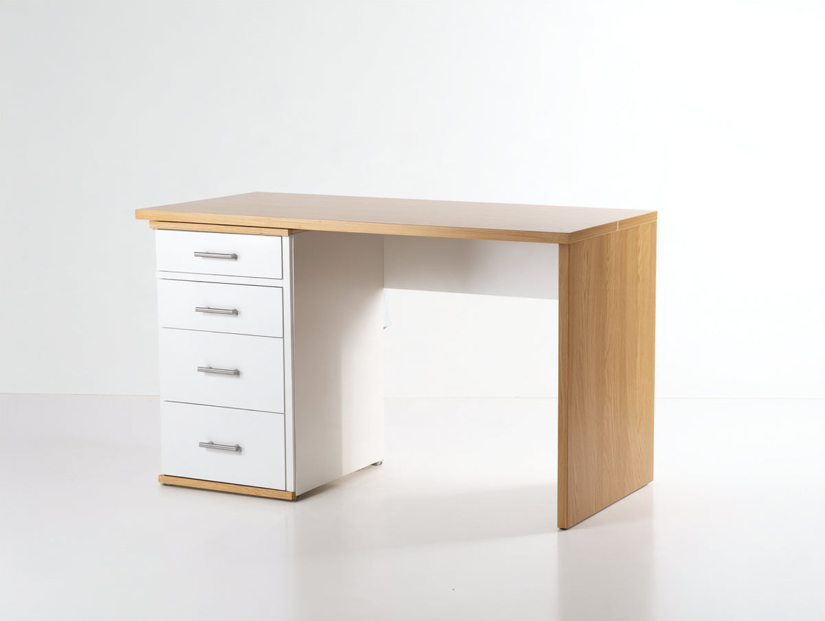 Bureau - Bois - 150x60x75 cm - Blanc-Bois clair - Style scandinave