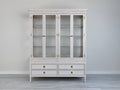 Vitrine - Bois-Verre - 162 x 48 x 202 cm - Blanc cassé - Style classique