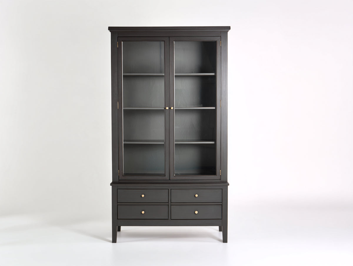 Vitrine - Bois-Verre - 92 x 42 x 190 cm - Gris anthracite - Style classique