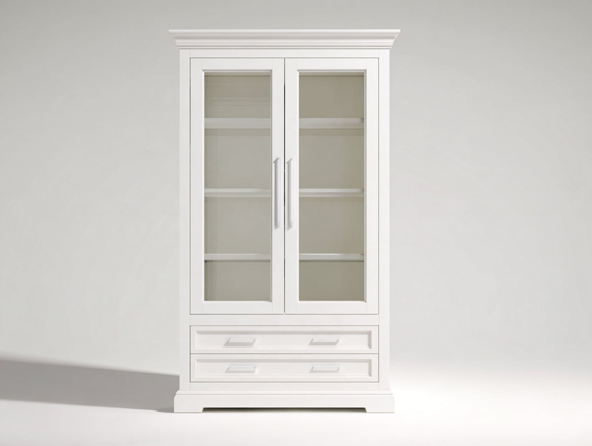 Vitrine - Bois - Verre - 102 x 43 x 190 cm - Blanc - Style classique