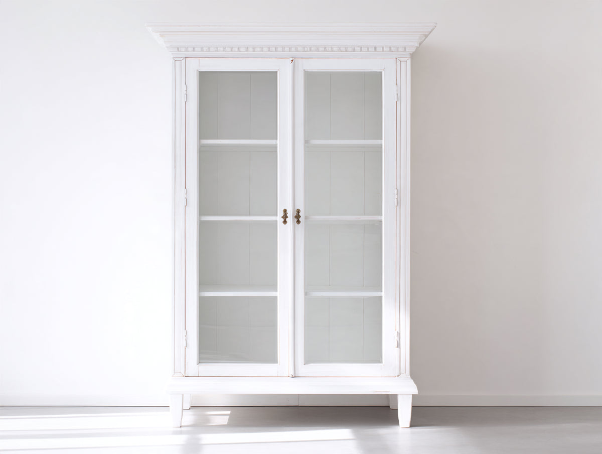 Vitrine - Bois - Verre - 118 x 47 x 205 cm - Blanc - Style classique